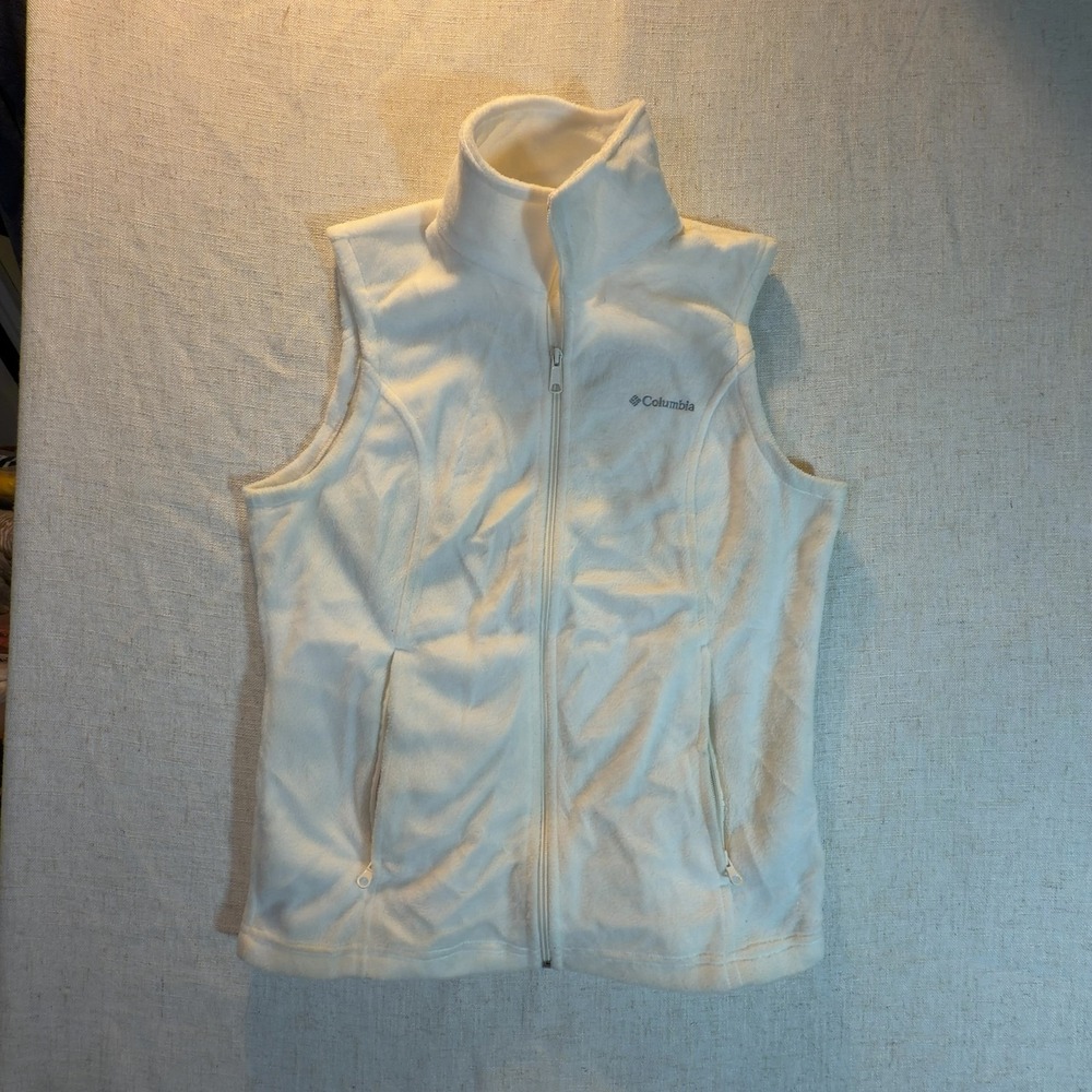 Columbia Fleece Full-Zip Vest Cream White Women's Size Small